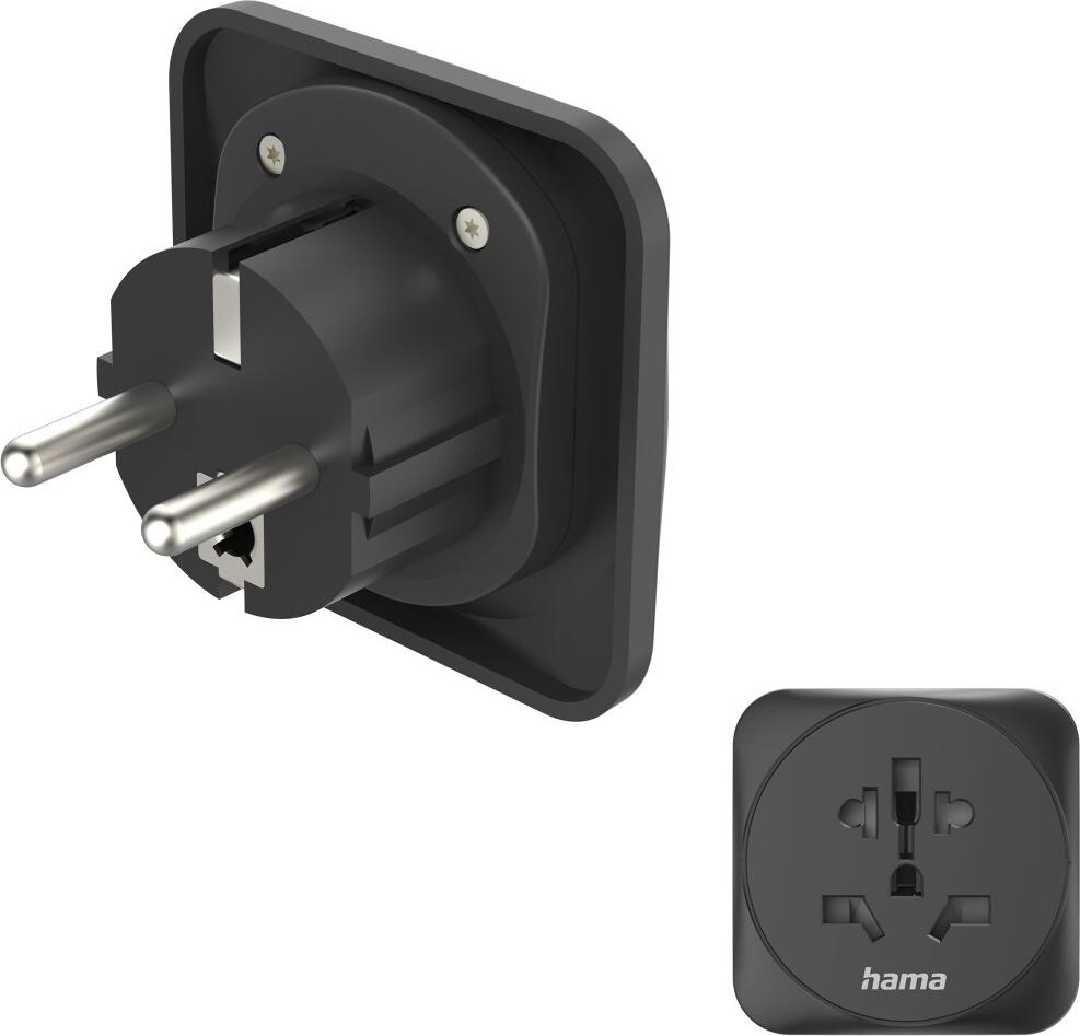 Hama Reiseadapter Typ E und F, 3-polig, universal, Welt nach Europa, Schwarz (00223461)