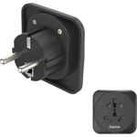 Hama Reiseadapter Typ E und F, 3-polig, universal, Welt nach Europa, Schwarz (00223461)