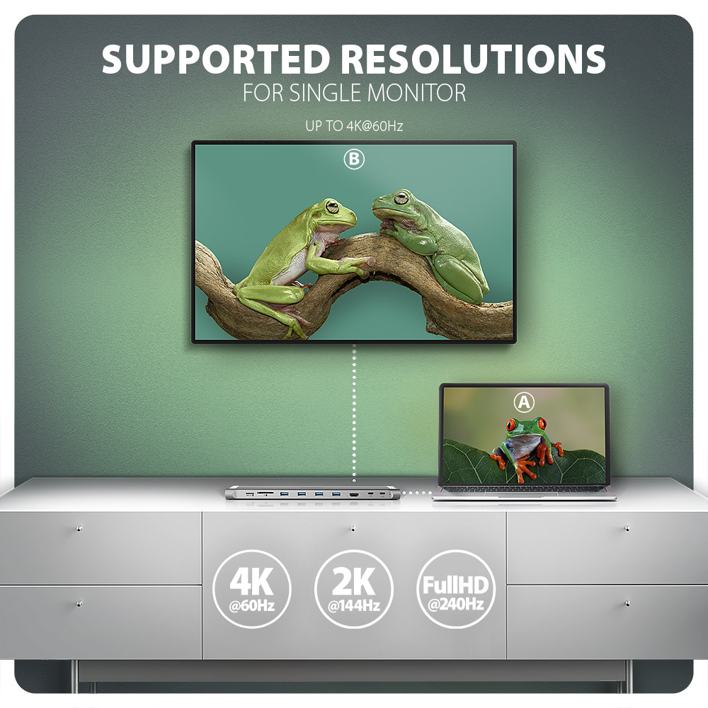 AXAGON HMC-10HLS Dockingstation HDMI 4K/60Hz RJ-45 100W PD Schwarz, Grau