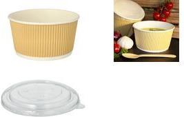STARPAK Deckel für Suppenbecher Ripple Wall, 135 mm aus recyceltem PET, Durchmesser: 135 mm, transparent - 1 Stück (89334)