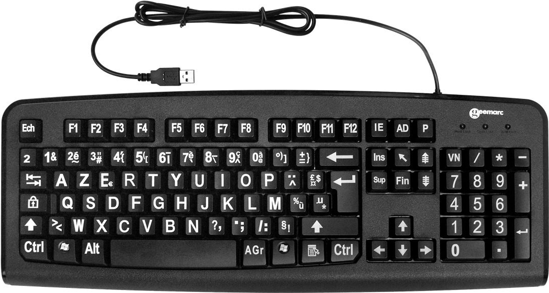 Geemarc KBSV3_BLK_GE USB Tastatur Deutsch, QWERTZ, Windows® Schwarz Extragroße Tasten (1594434)