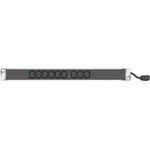 19" PDU 9 x IEC13 Buchse im Alugehäuse 1HE, 3 x 1,5mm Kabel 2,5m, RAL 9005 schwarz kosteneffiziente PDU mit Aluminium Gehäuse (808901)