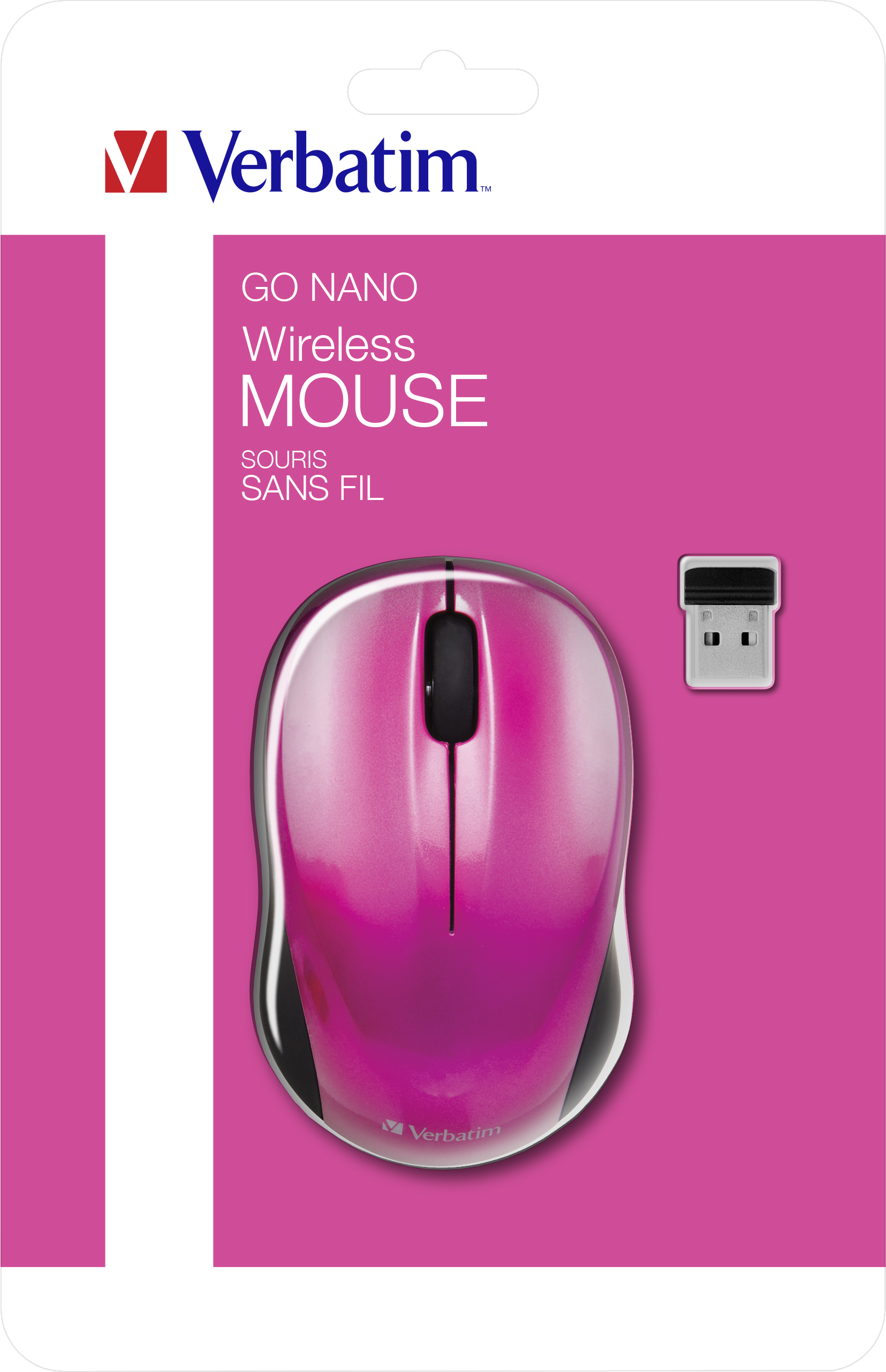 Verbatim GO NANO Kabellose Maus 1600 DPI 3 Tasten Hot Pink