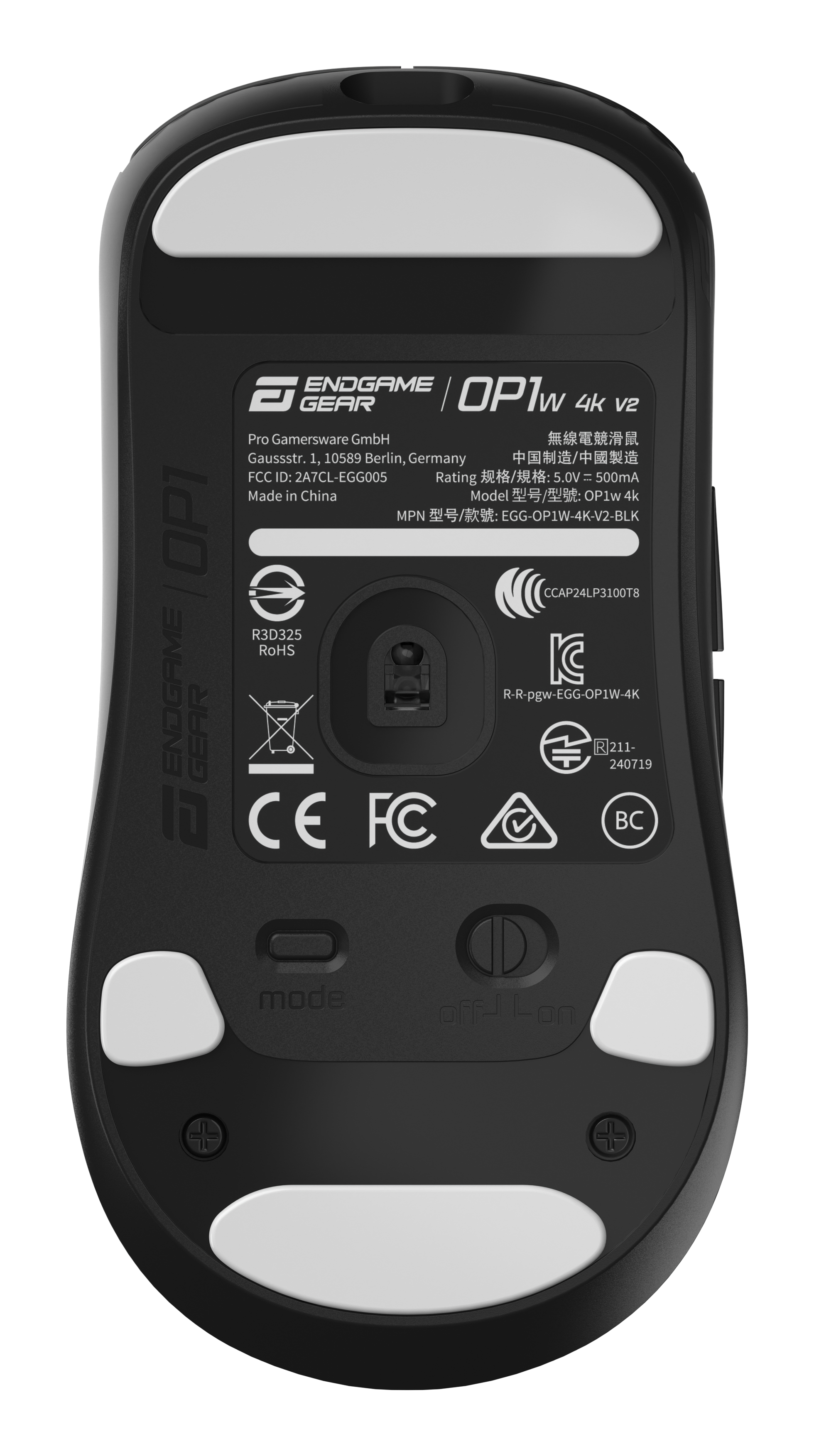 Endgame Gear OP1w 4k v2 Wireless Gaming-Maus, 30.000 DPI, 4.000Hz, Schwarz