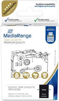 MediaRange MRBTZ335 Etiketten erstellendes Band Weiss auf Schwarz (MRBTZ335)