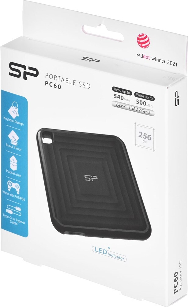 Silicon Power PC60 256 GB SSD USB 3.2 Gen 2 Schwarz
