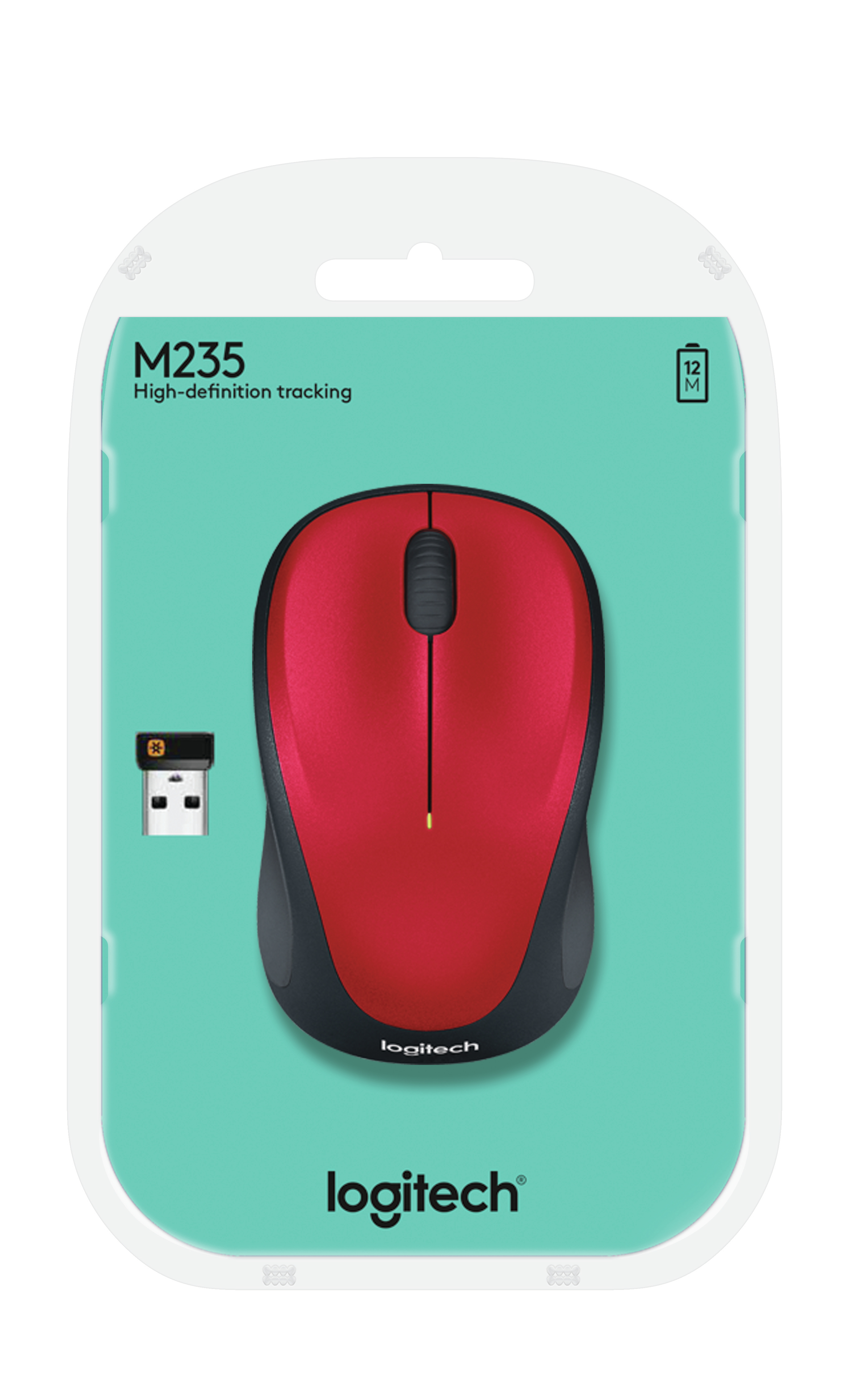 Logitech M235 Kabellose Maus 2. Generation Optisch 2,4 GHz USB Rot