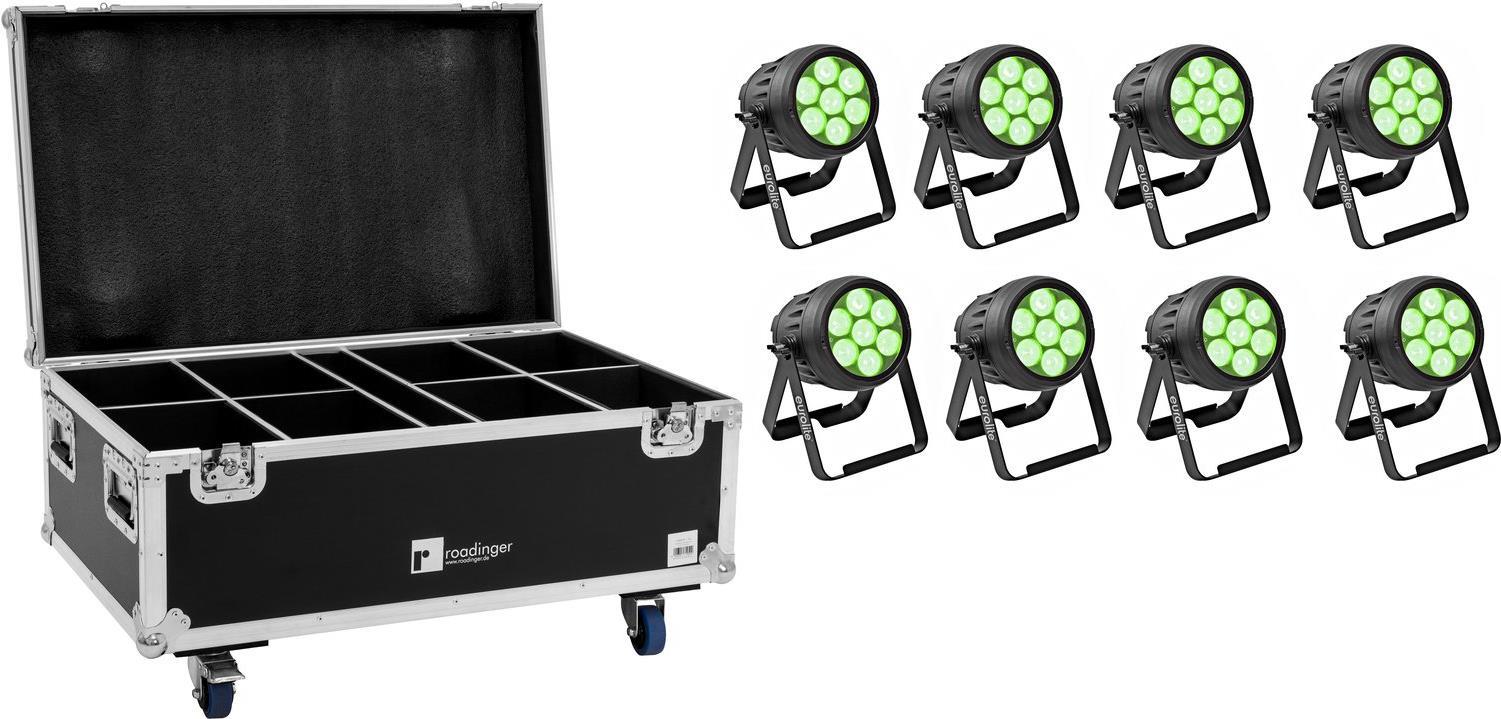 EUROLITE Set 8x LED IP PAR 7x10W RGBL Spot + Case (20000980)