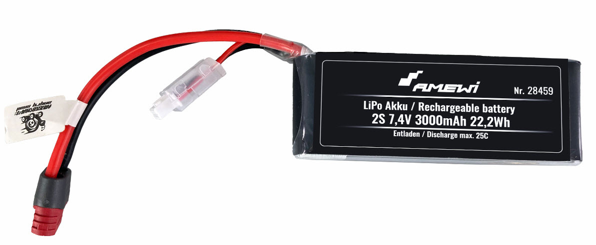 Amewi LiPo Akku 2S 7,4 V 3000 mAh 25C Schwarz