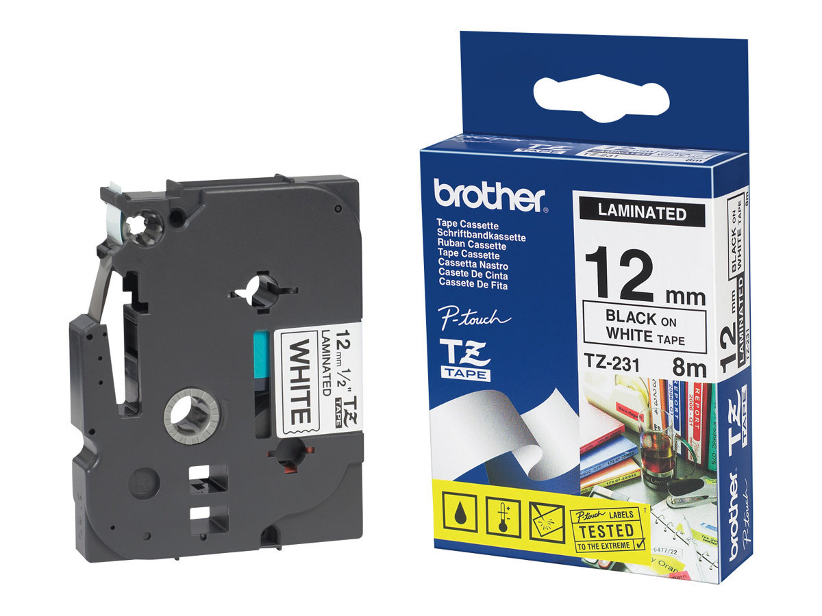 Brother TZ231 Etikettenband 12 mm x 8 m Schwarz auf Weiß