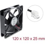 Delock Axiallüfter 48 V DC, 120 x 120 x 25 mm mit 2 Pin Lüfteranschluss schwarz (67448)
