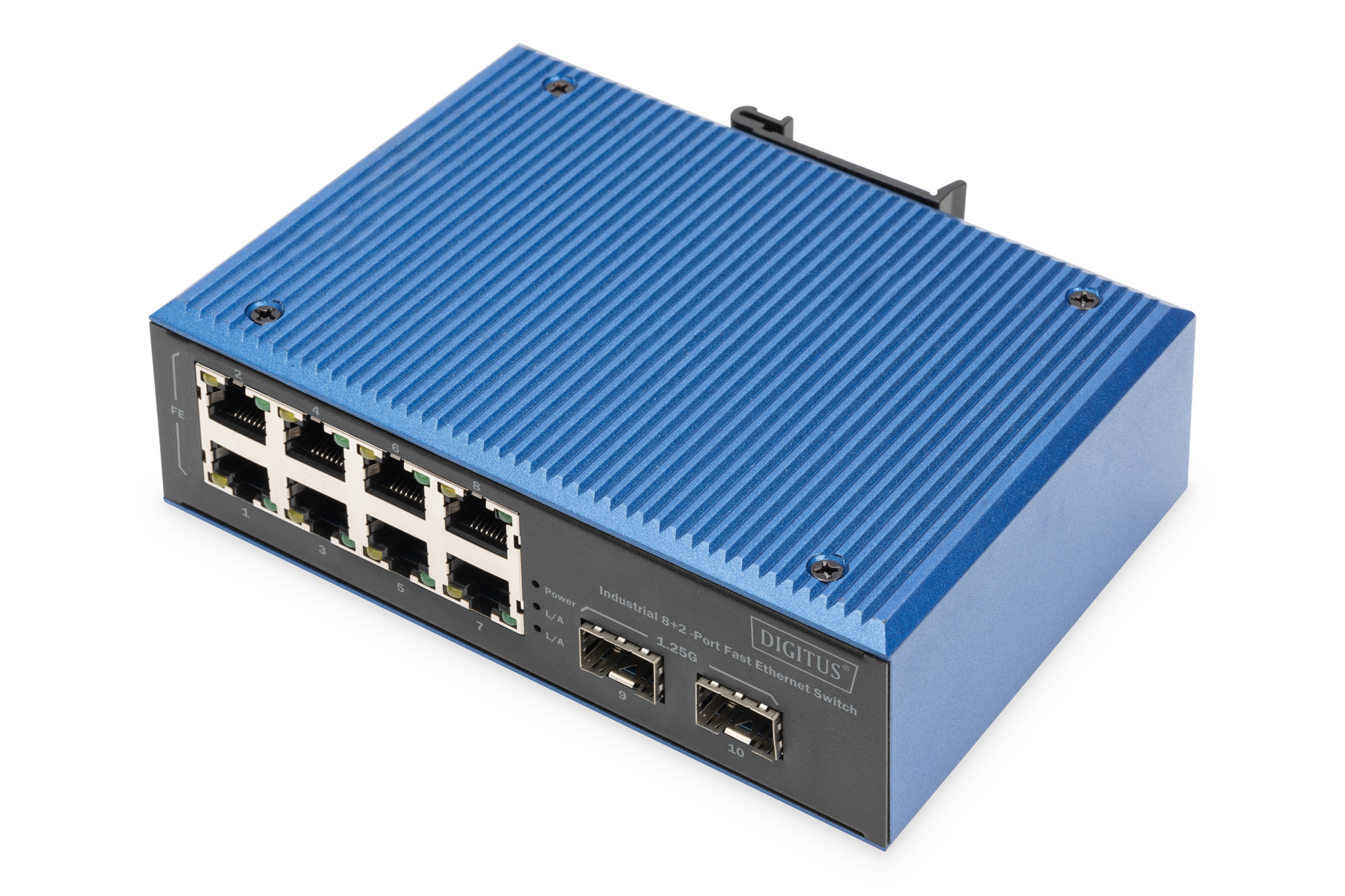 DIGITUS DN-651146 Industrial Switch 8 x 10/100 + 2 x Gigabit SFP Schwarz, Blau