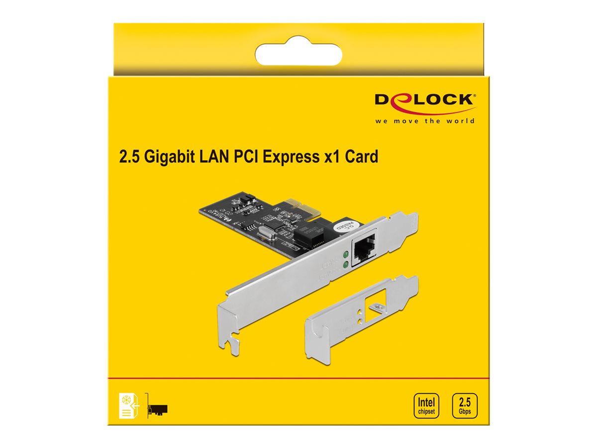 Delock Netzwerkadapter PCI Express 2.1 x1 2,5 Gbps RJ-45 Low-Profile Grau