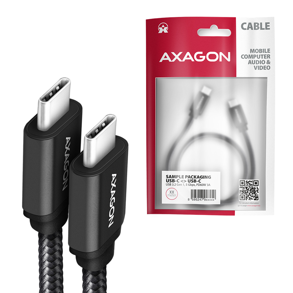 Axagon BUCM-CM10AB USB Typ-C-Kabel 1 m Schwarz