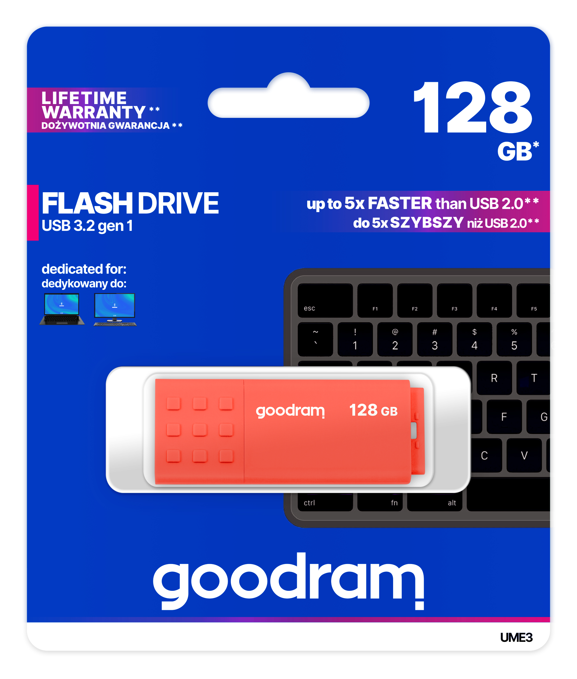 Goodram UME3 USB-Stick 128 GB USB 3.2 Gen 1 Orange