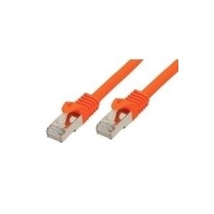 RJ45 Patchkabel mitCat.7 Rohkabel und Rastnasenschutz (RNS®), S/FTP, PiMF, halogenfrei, 600MHz, OFC, orange, 7,5m, Good Connections® (8070R-075O)