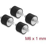 Delock Vibrationsdämpfer M6 x 1 mm D 20 x H 15 mm mit 2 x Außengewinde 4 Stück schwarz (60814)