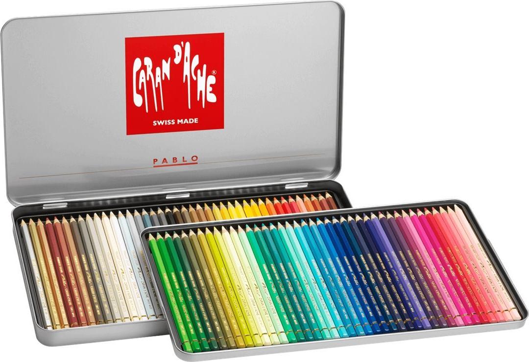 Caran d'Ache PABLO Buntstifte 80er Set Metalletui 3,8 mm Sechseckiger Schaft Verschiedene Farben