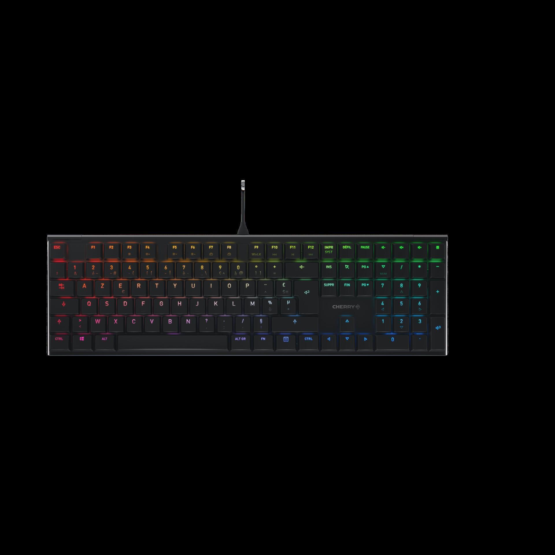 CHERRY MX 10,0N RGB - Tastatur - Hintergrundbeleuchtung - USB - Französisch - Tastenschalter: CHERRY MX Low Profile RGB Speed - Schwarz (G8A-25010LVBFR-2)