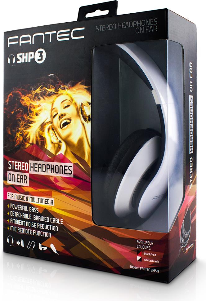 FANTEC Kopfhörer SHP-3, stereo, 3,5mm Klinke, weiß/schwarz
