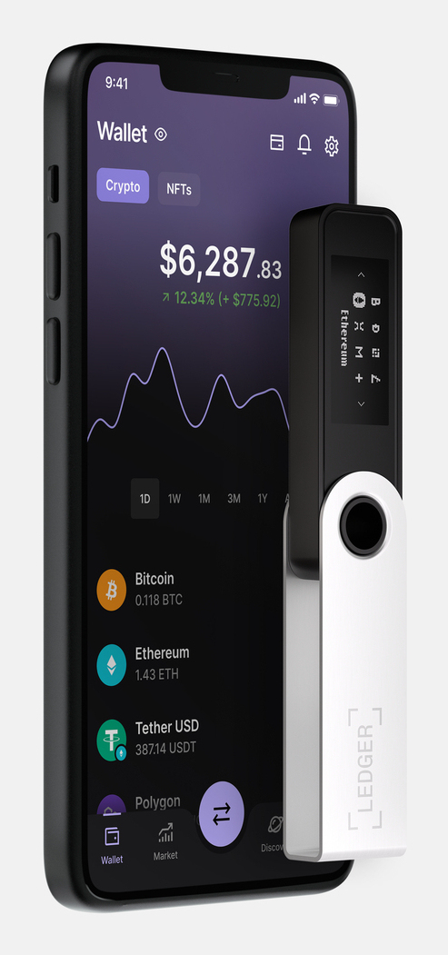 Ledger Nano X Hardware Wallet Bluetooth USB-C Schwarz, Silber