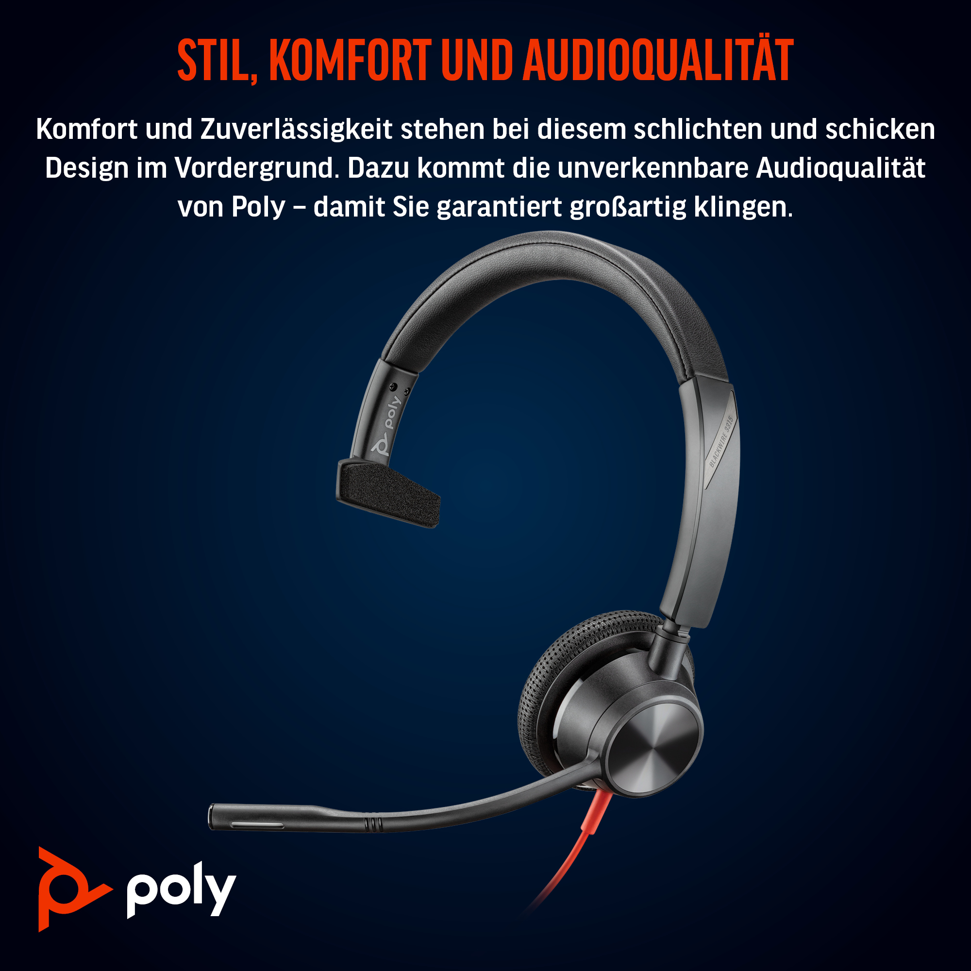 HP Poly Blackwire 3315 On-Ear Headset USB-C 3,5 mm Mono Schwarz