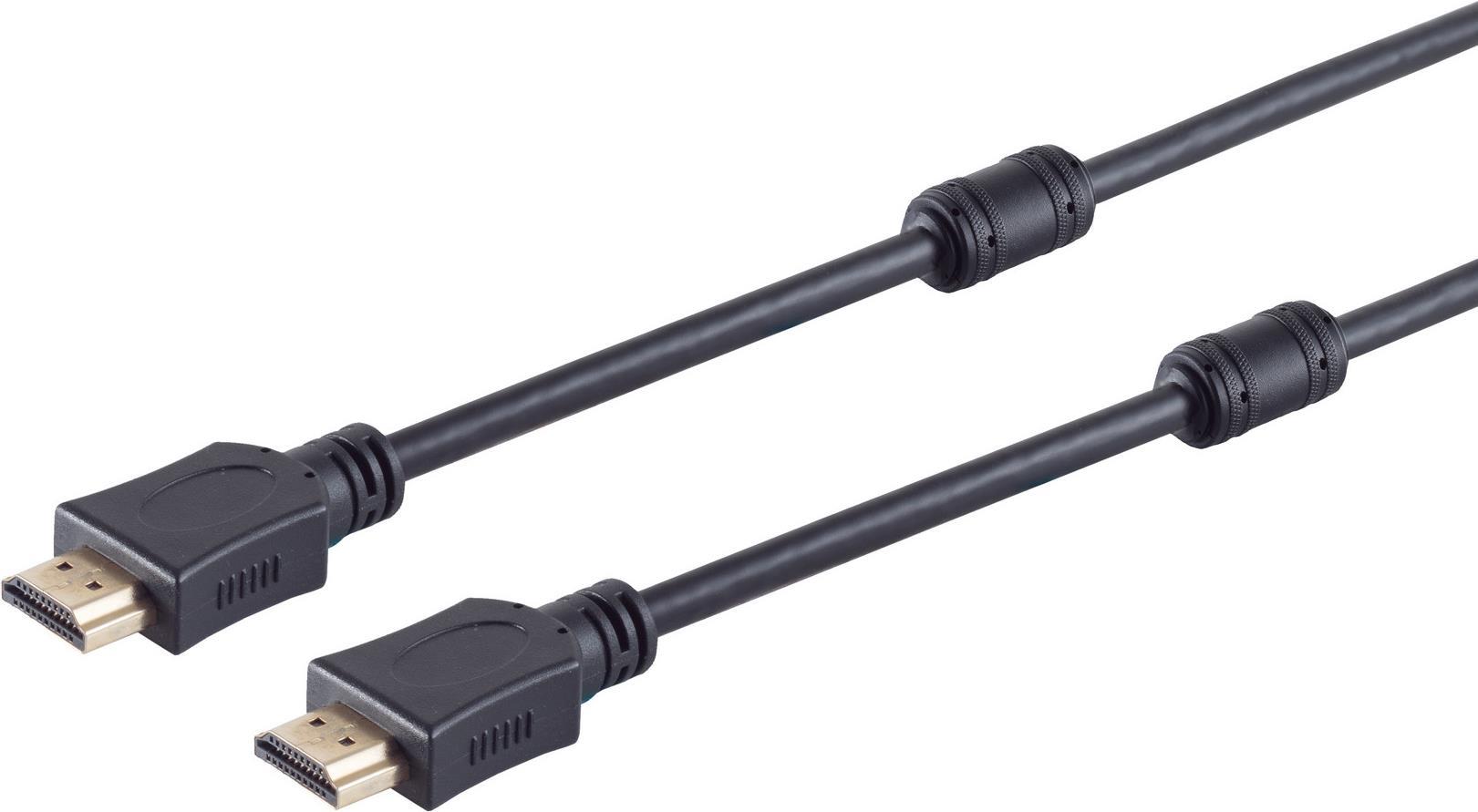 S/CONN maximum connectivity HDMI Anschlußkabel-HDMI A-Stecker auf HDMI A-Stecker, vergoldete Kontakte mit Ferrit, Full HD, ULTRA HD, 3D, HEAC, 1,0m (77470-FERRIT)