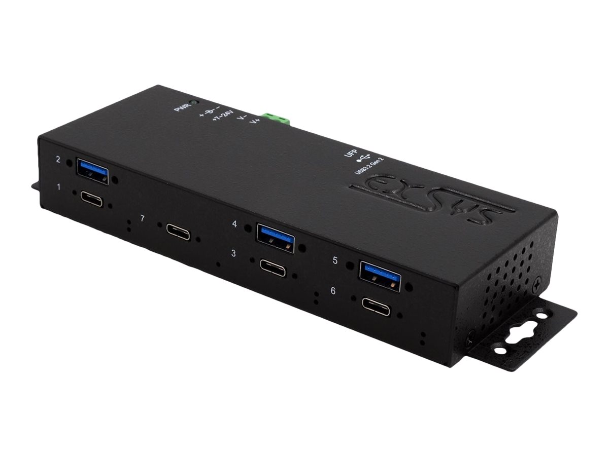 Exsys EX-1237HMVS USB 3.2 Gen2 Hub 7 Port Metall Schwarz