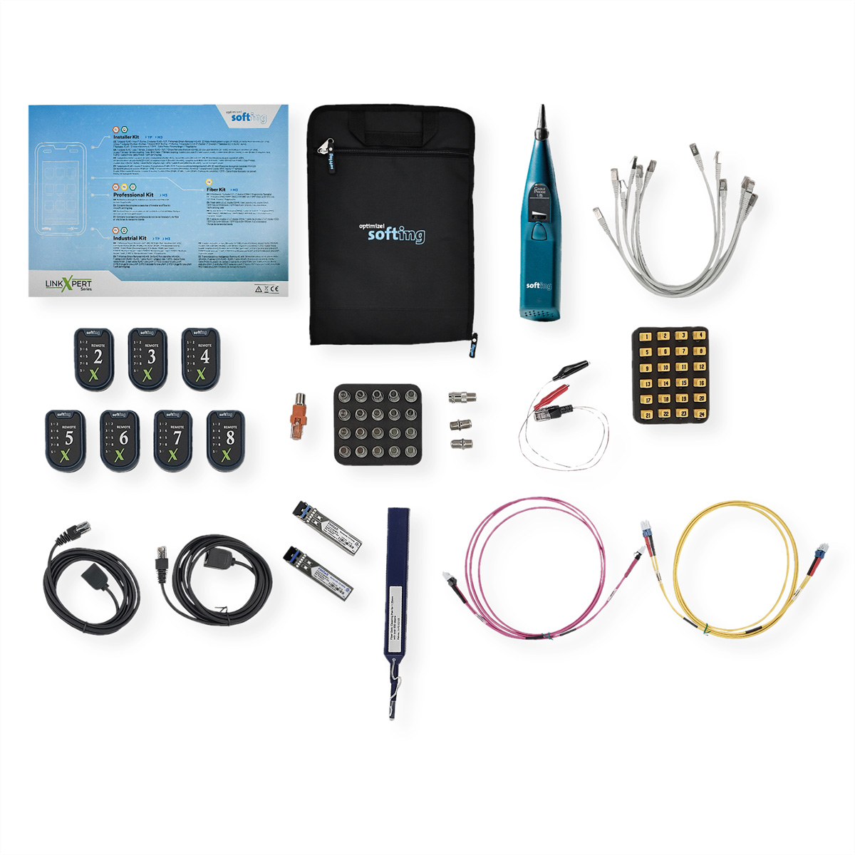 Softing IT Networks CableMaster Professional Zubehör Kit – Kabel-/Adapterset für Netzwerk und Telefon, 0,5 m, Duplex