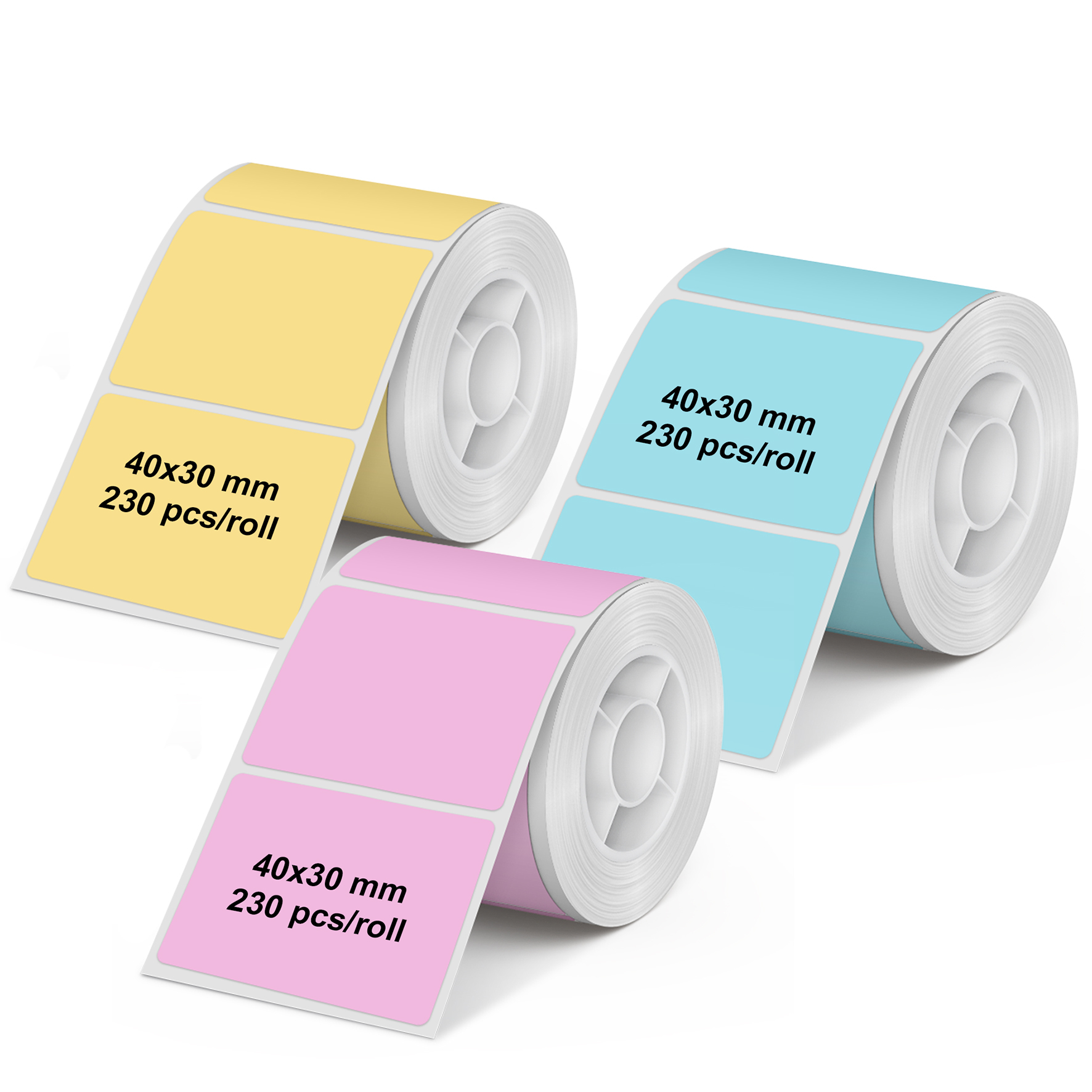 Olympia Universaletiketten 6323 Thermodirekt 40 x 30 mm, 3 Rollen, Blau, Pink, Gelb