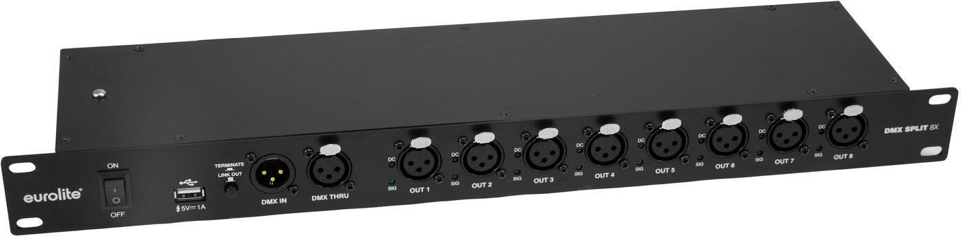 EUROLITE DMX Split 8X Splitter 3-pol galvanisch isoliert 19" Rack 1U