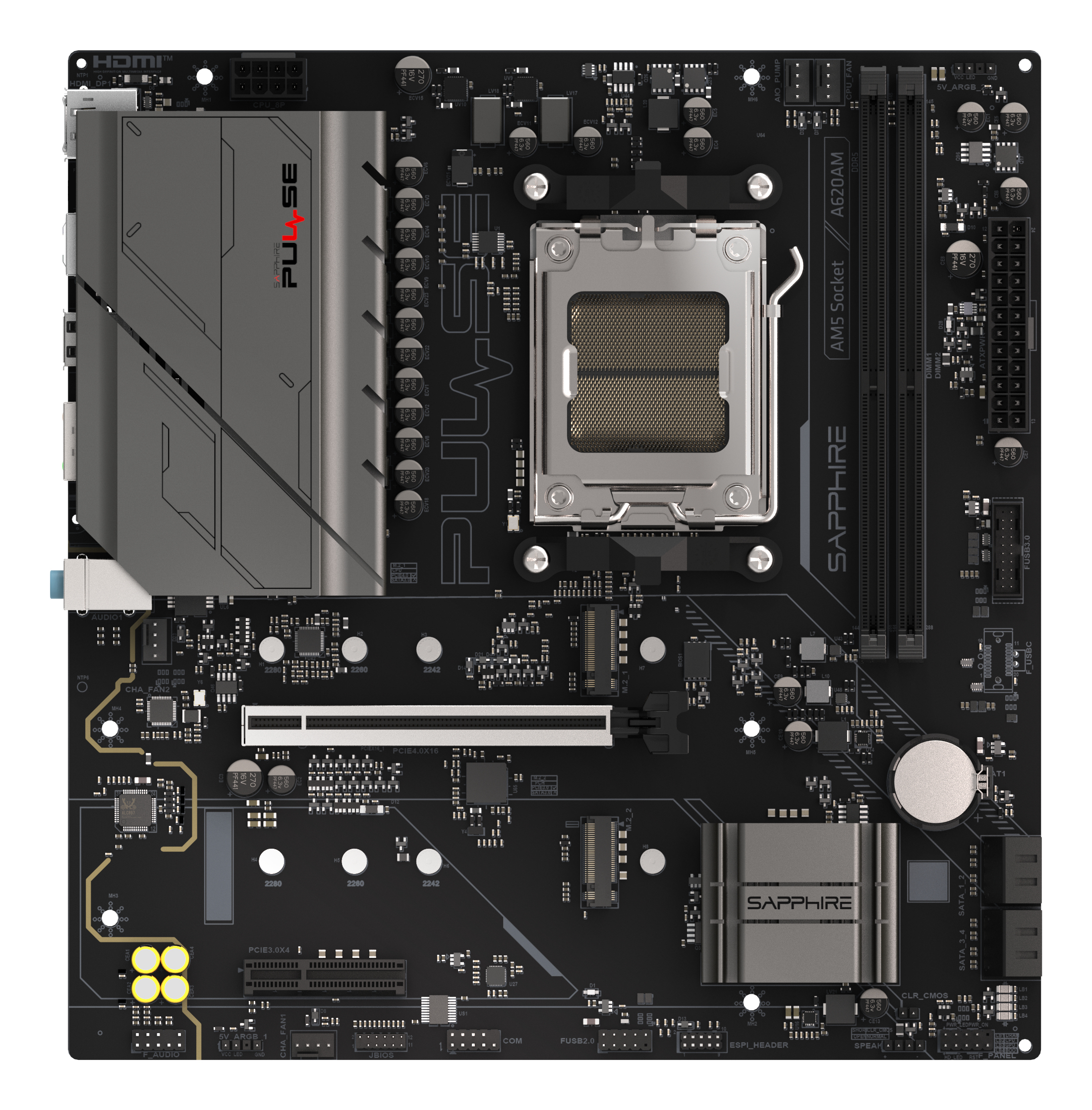 Sapphire PULSE A620AM Mainboard Sockel AM5 Micro-ATX DDR5 Schwarz