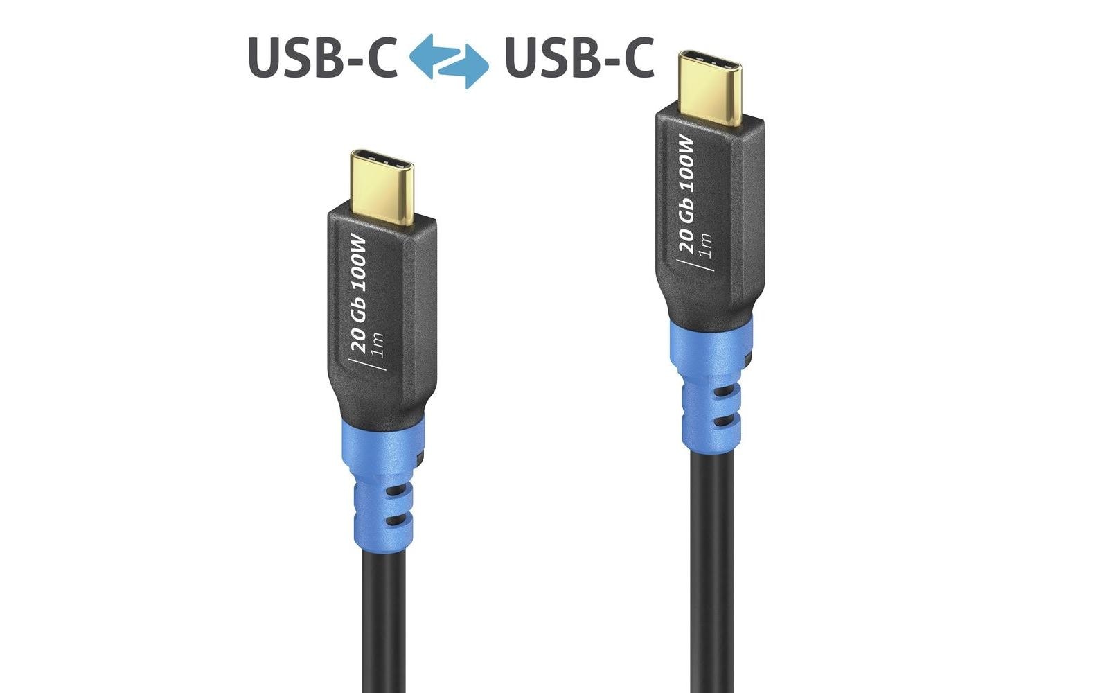 PureLink FlexInstall FI-U400-010 USB-C auf USB-C Kabel USB4 Gen 2x2 1 m 20 Gbit/s 100 W Schwarz, Blau