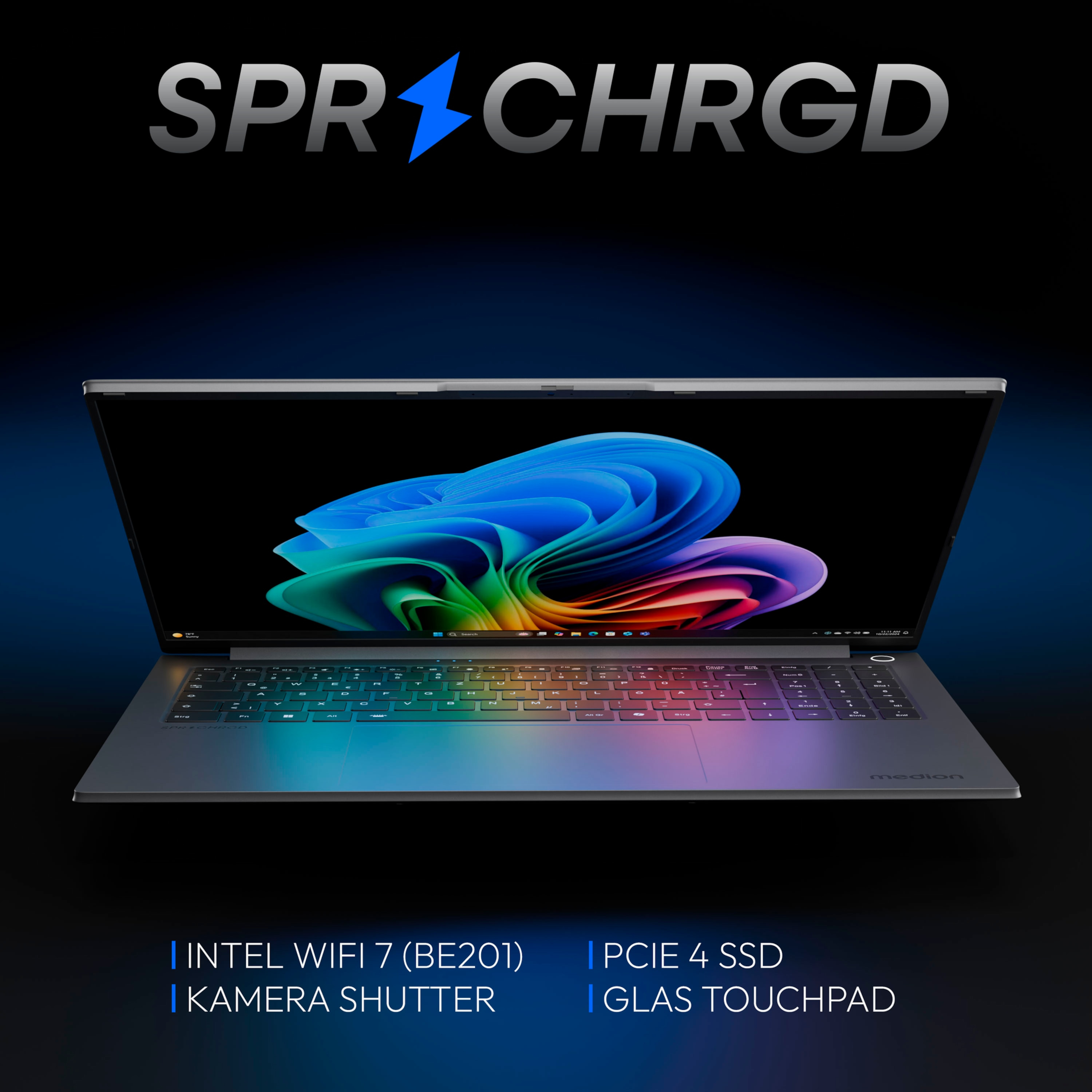 Medion SPRCHRGD 16 S1 OLED 16" Intel Core Ultra 7 258V 32 GB RAM 1 TB SSD Grau