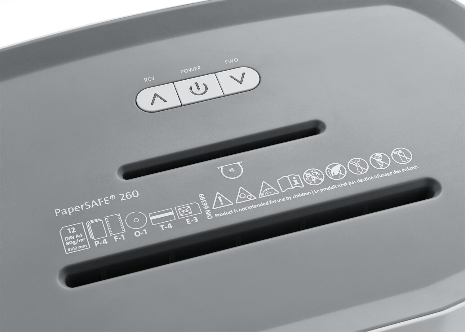 Dahle PaperSAFE 260 Aktenvernichter Kreuzschnitt 4x12 mm P-4 Grau, Weiß