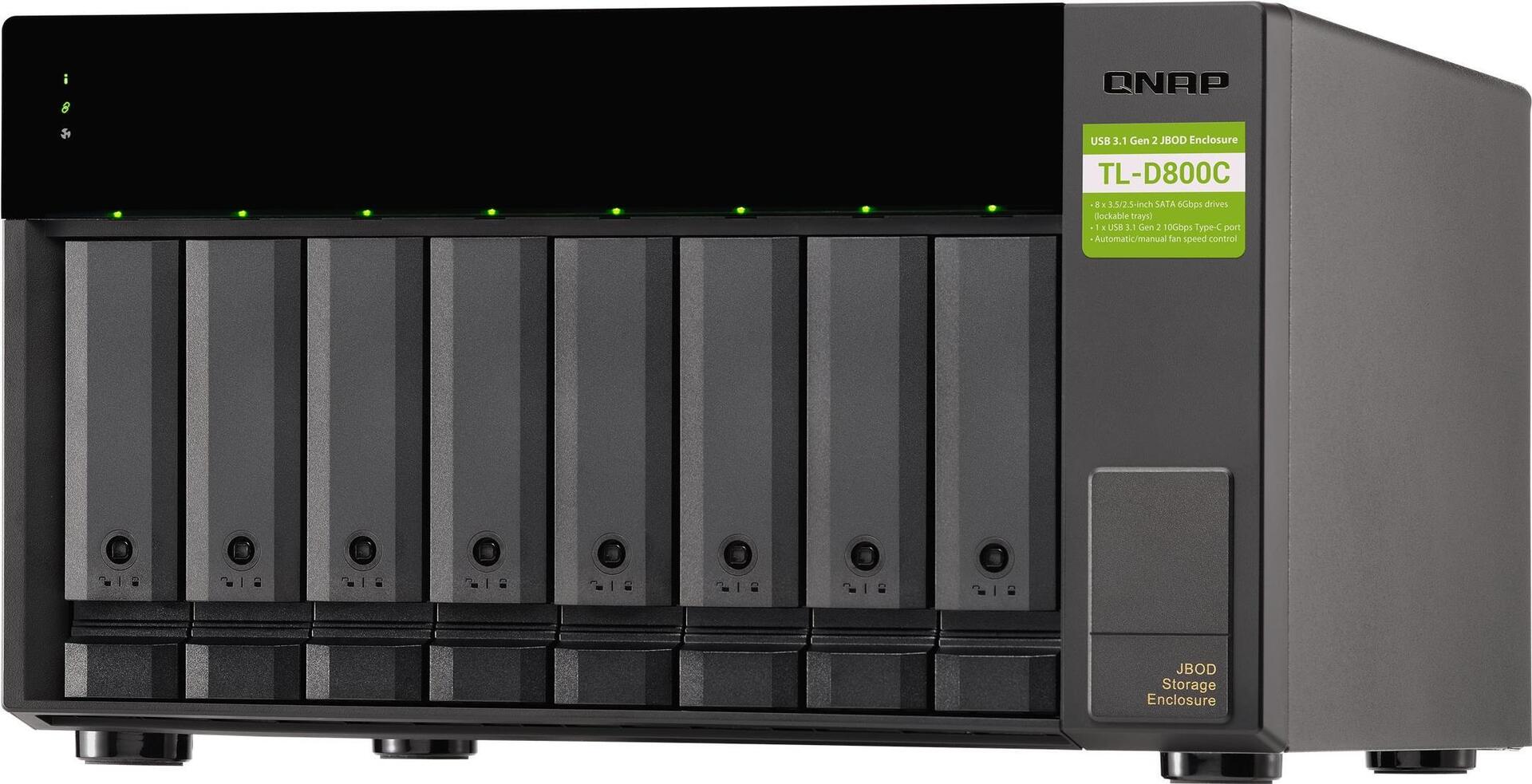 QNAP TL-D800C JBOD Festplatten-Array 8-Bay SATA USB 3.2 Gen 2 Schwarz, Grau