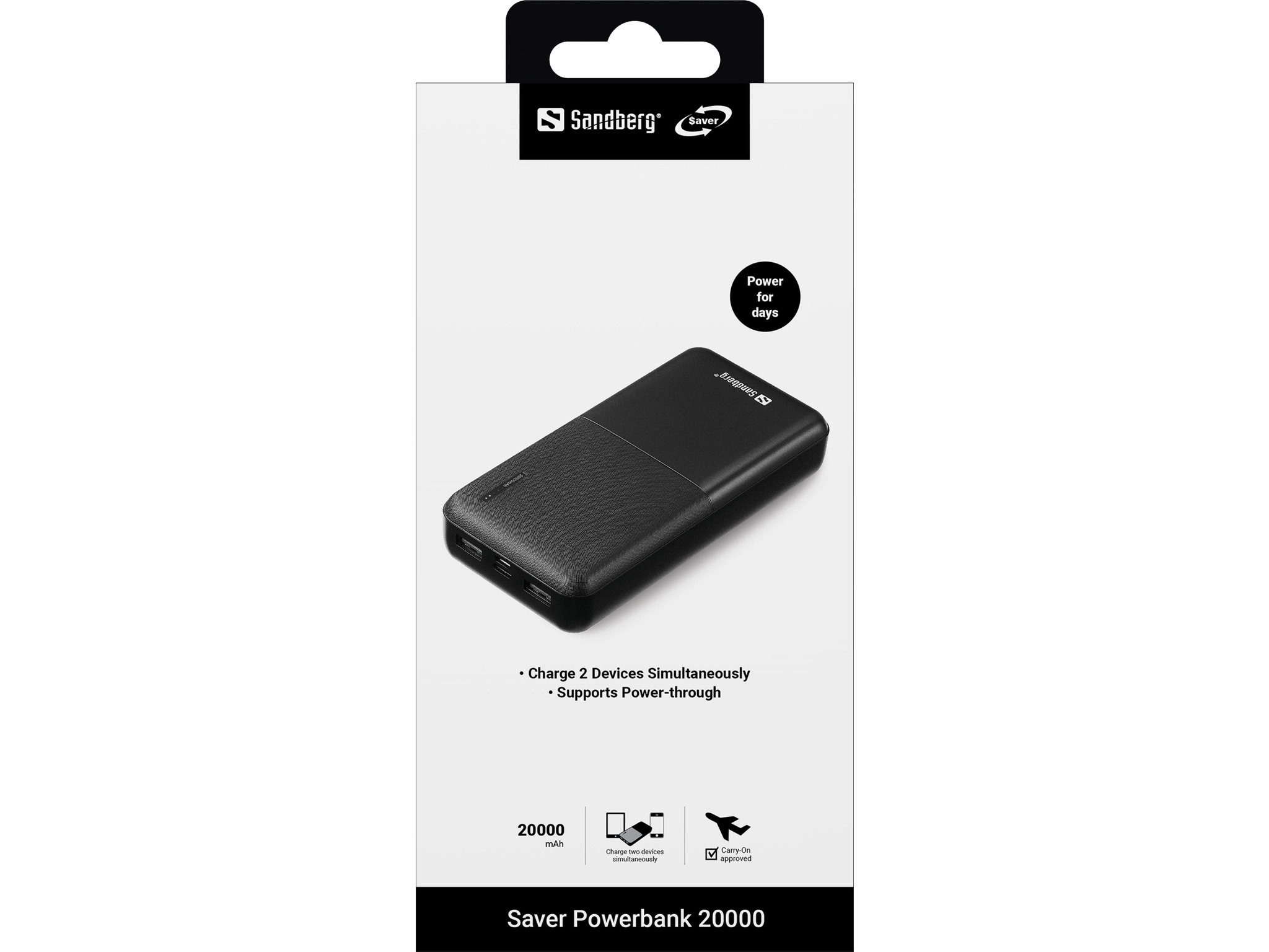 Sandberg SAVER Powerbank 20000 20000 mAh Schwarz