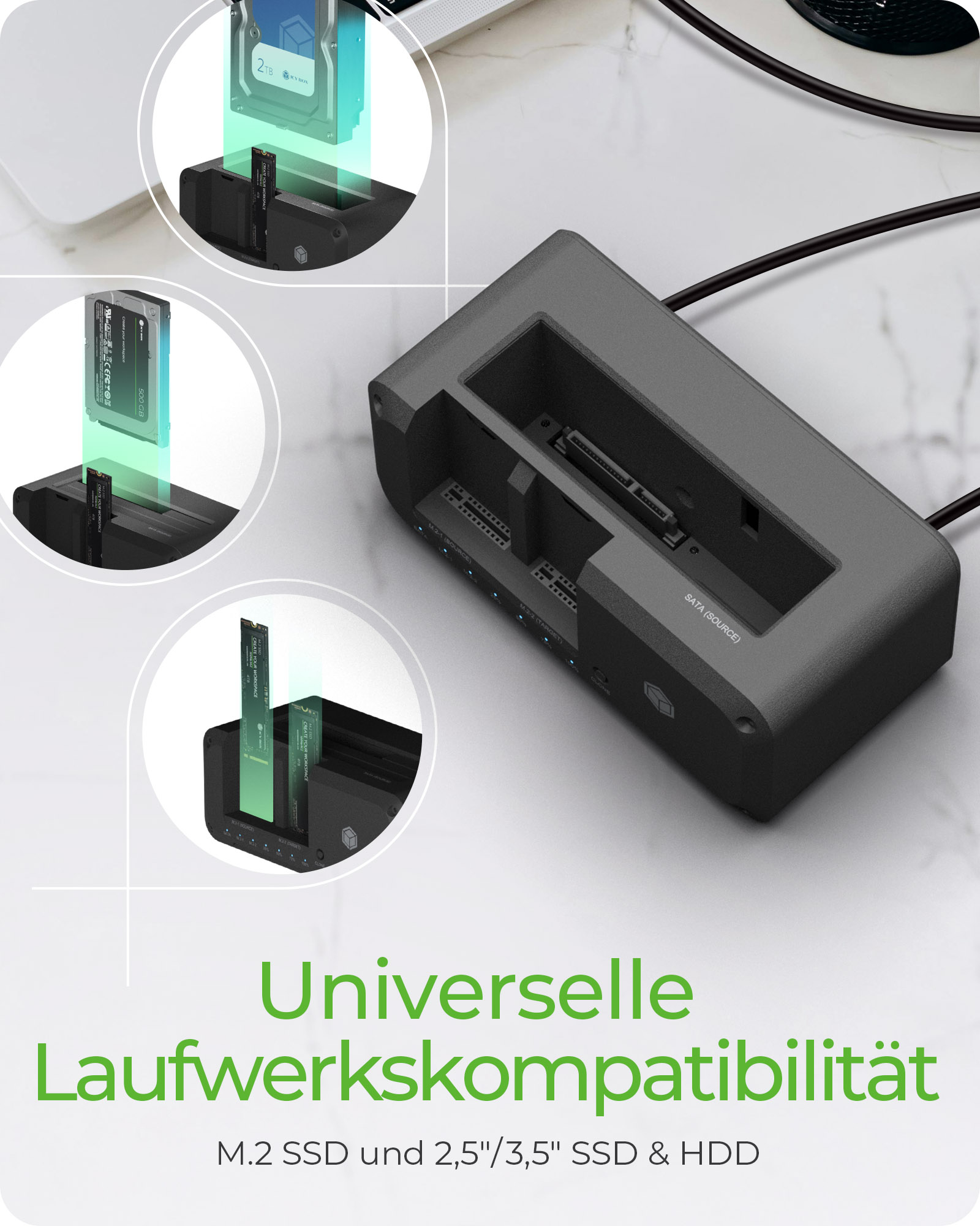 ICY BOX IB-2924MSCL-C31 Dockingstation USB 3.2 Gen 2 Schwarz