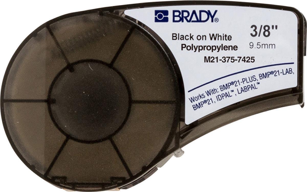 BRADY , M21-375-7425, Polypropylen, Schwarz auf Weiß, 9,53mm x 6,4m, permanent, endlos (121014)