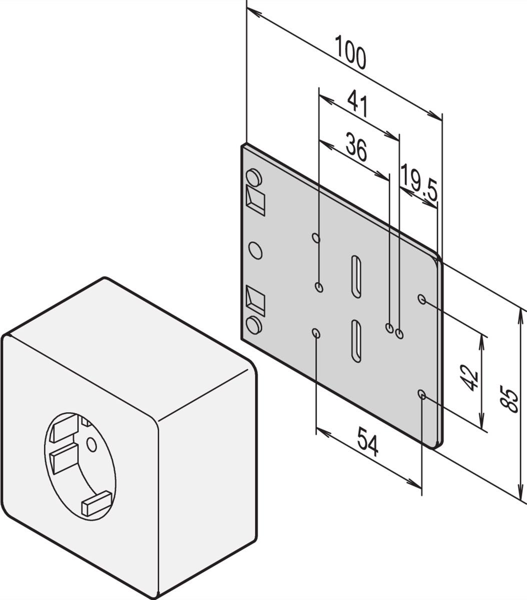 SCHROFF Montageplatte für Einzelsteckdosen - MONTAGEPLATTE STECKDOSE (20118537)
