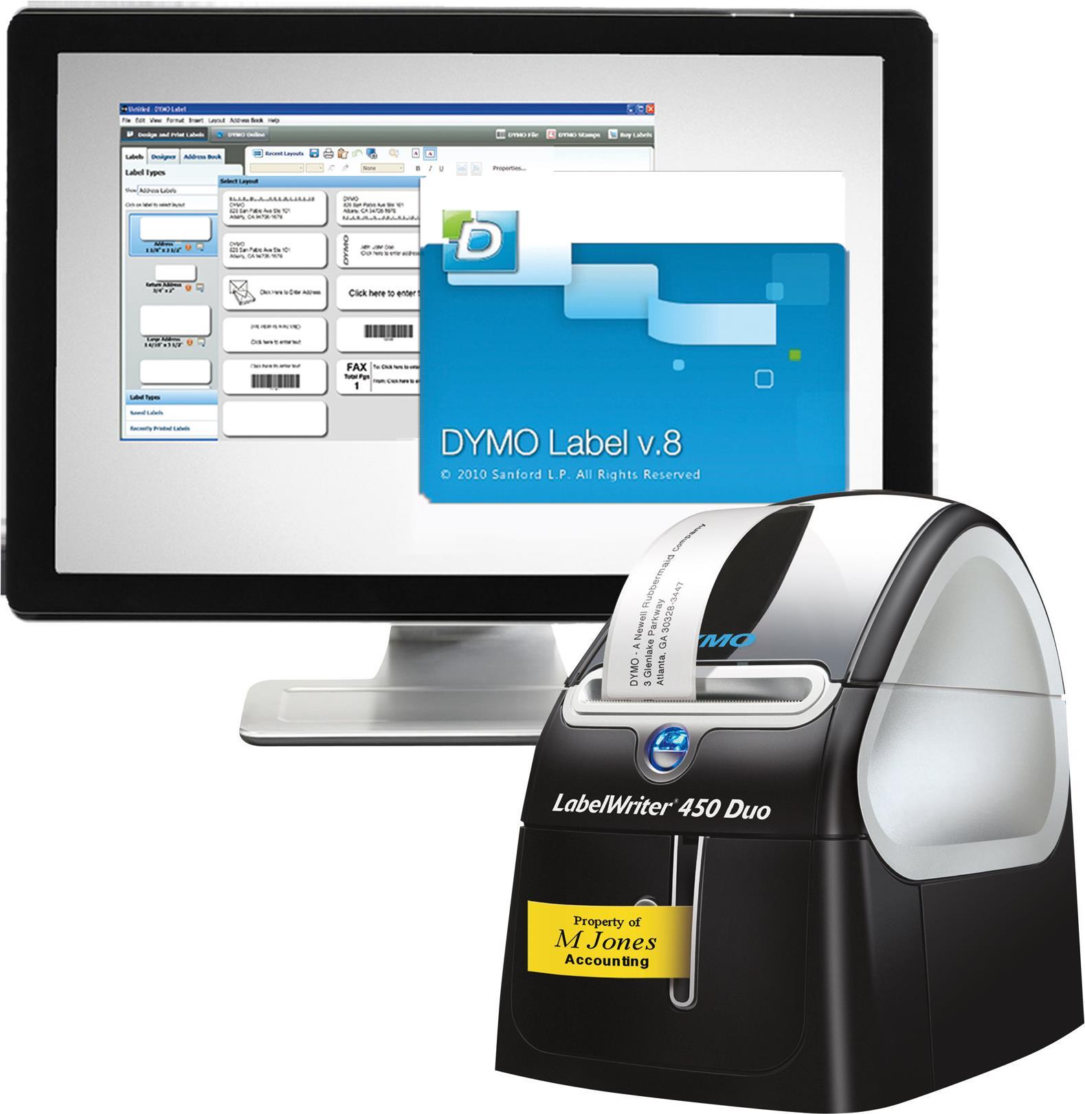DYMO LabelWriter 450 Duo Etikettendrucker Thermodirekt 600 x 300 dpi Schwarz, Silber