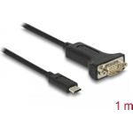 Delock Adapter USB Type-C™ zu 1 x Seriell RS-232 D-Sub 9 Pin Stecker mit Muttern 1 m (64195)