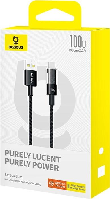 Baseus Gem USB A auf USB C Schnellladekabel 1 m 100 W Schwarz (P10373002111-00)