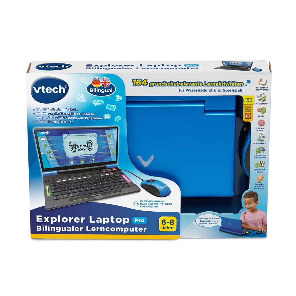 VTech School & Go Explorer Laptop Pro Lernlaptop für Kinder 6-8 Jahre Schwarz