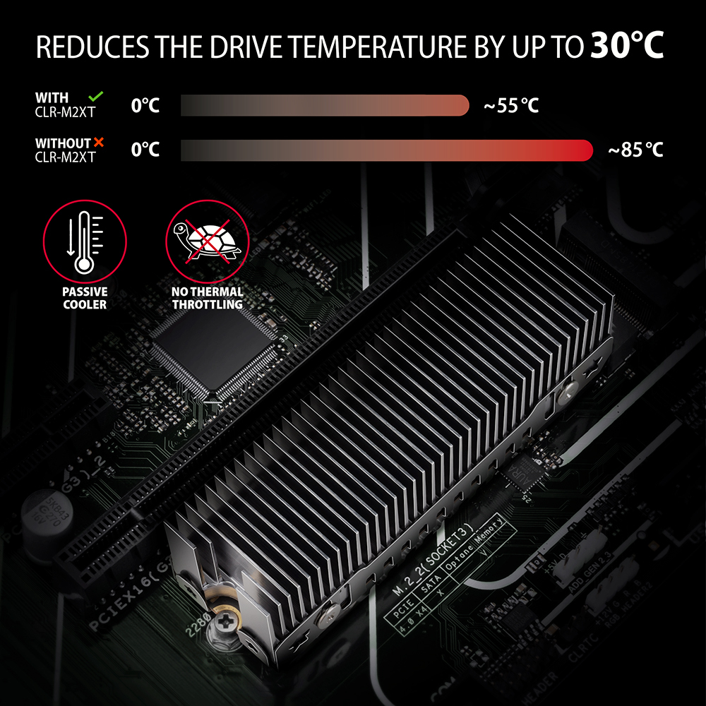AXAGON CLR-M2XT M.2 SSD Passivkühler Aluminium 2280 Black, Grey