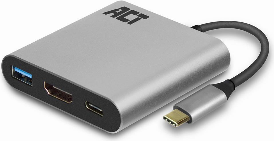ACT USB-C to HDMI female adapter with PD Pass-Through 60W, 4K, USB-A USB-C - HDMI, USB-A, PD 0,15M (AC7022)
