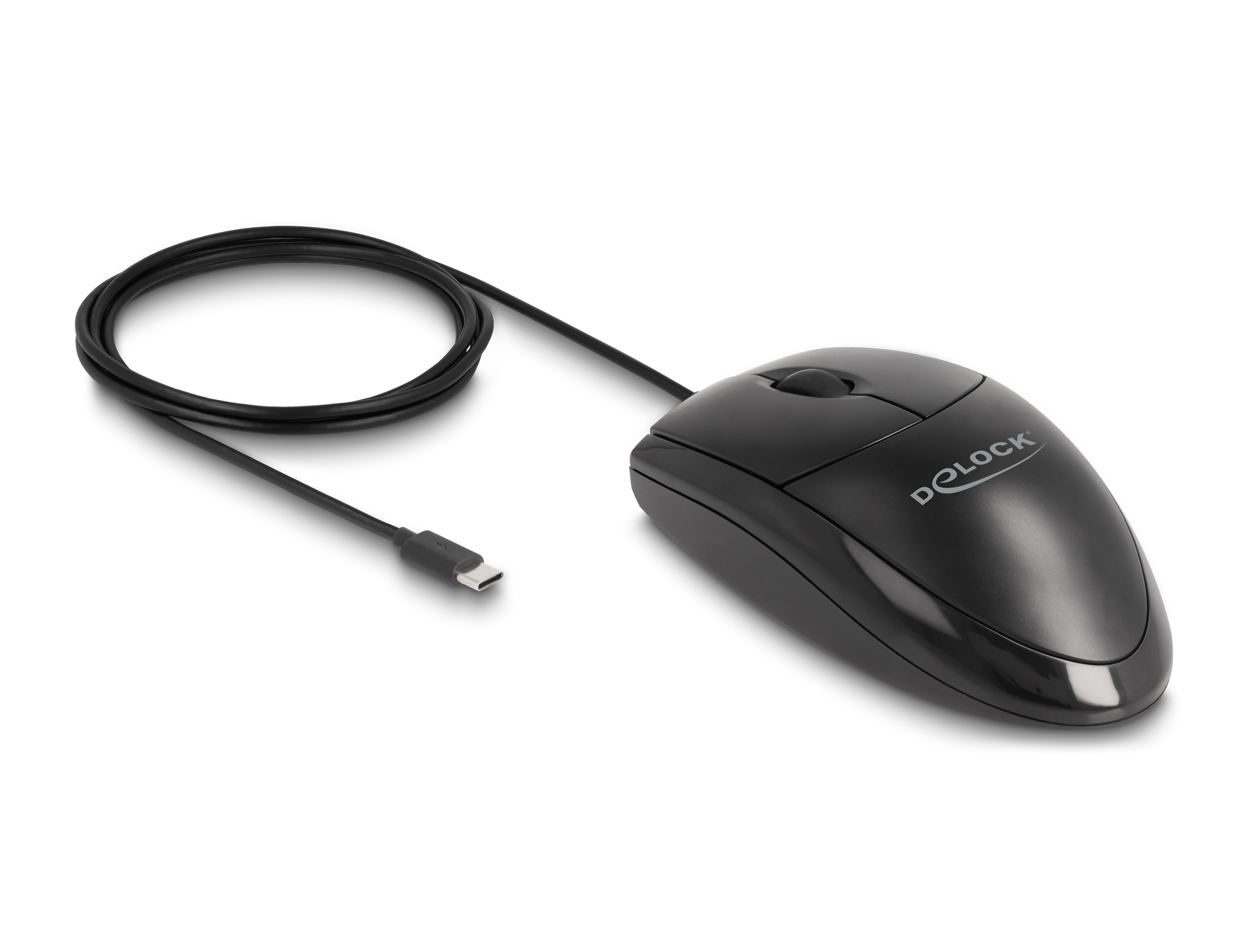 Delock Optische USB-C Desktop-Maus Lautlos 1200 DPI Schwarz