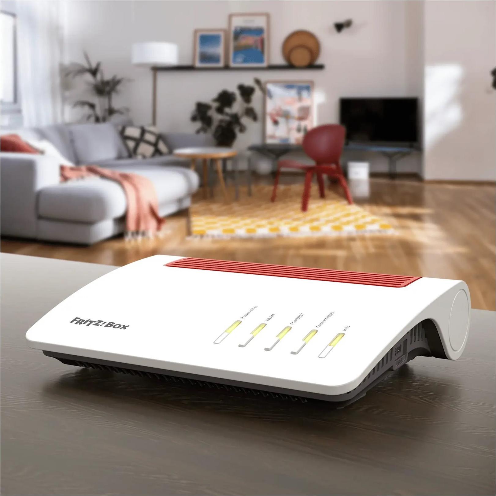 FRITZ! FRITZ!Box 5590 Fiber WLAN-Router Wi-Fi 6 3600 Mbit/s GPON Dual-Band Weiß, Rot