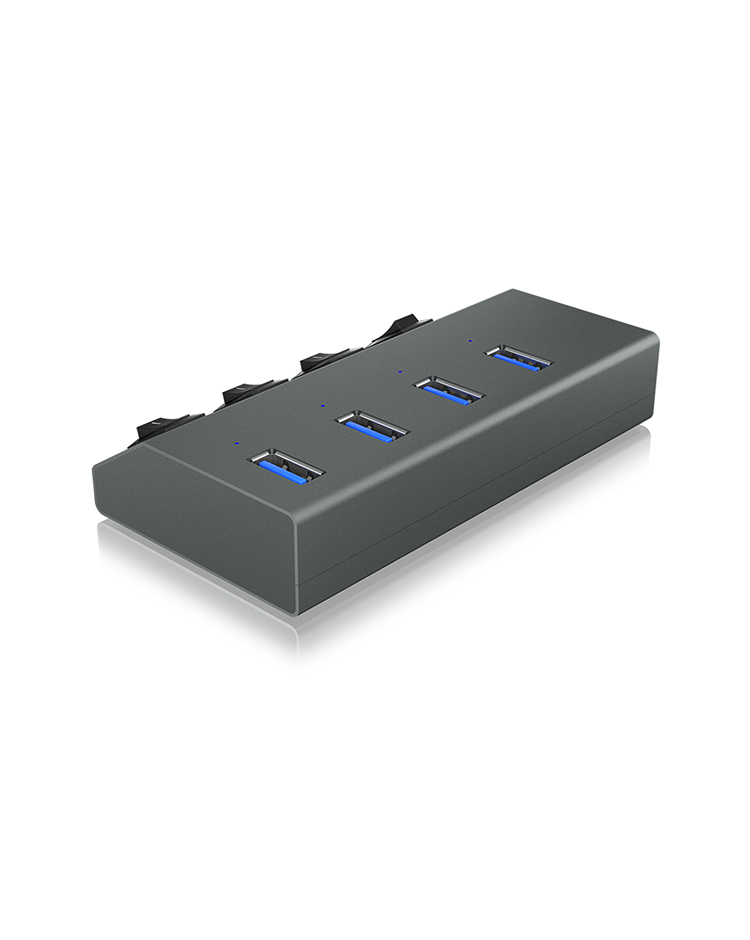ICY BOX IB-HUB1405 4-Port USB 3.0 Hub mit Ladestation Anthrazit