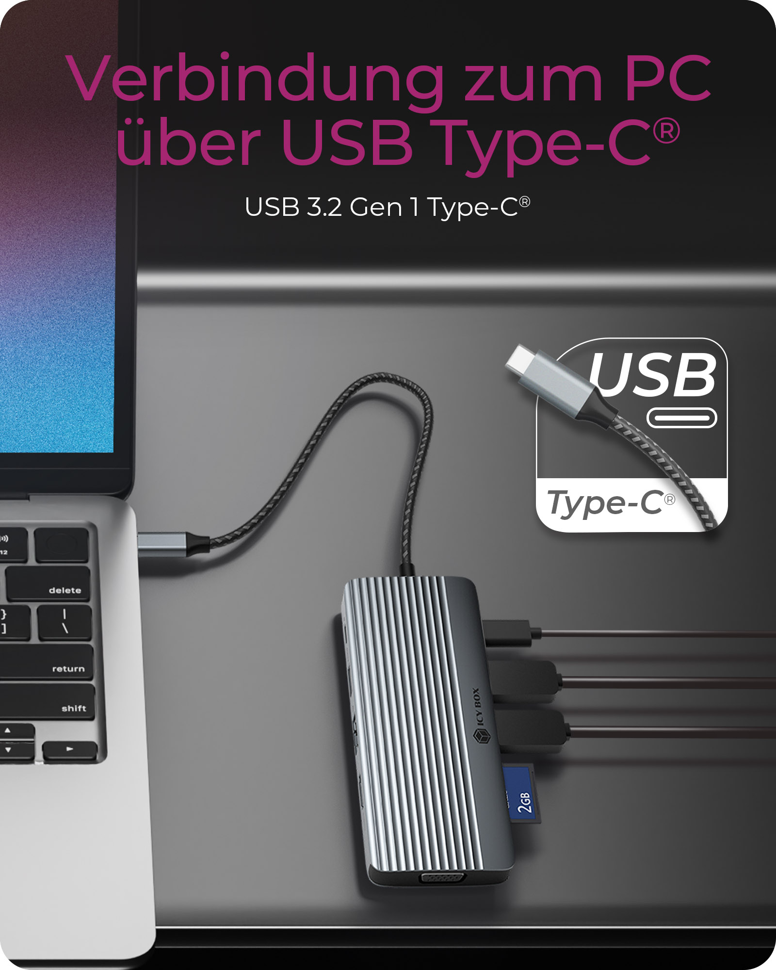 ICY BOX IB-DK4040a-CPD USB-C Dockingstation, HDMI 4K@60Hz, VGA, 100W Power Delivery, Silber/Schwarz